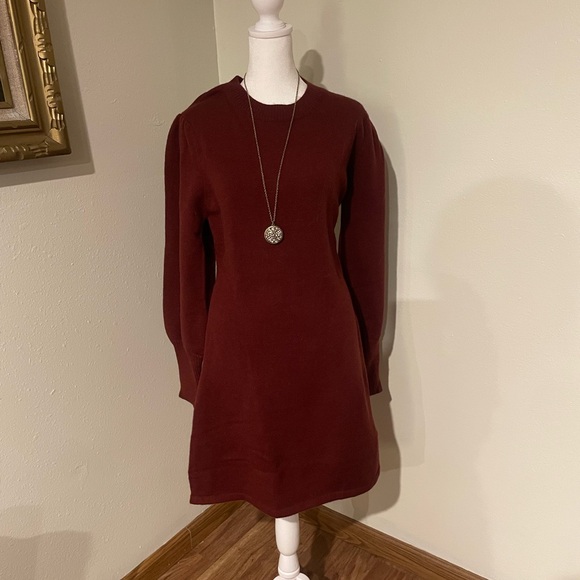 Impressions Burgundy Long Sleeve Dress - Picture 4 of 5